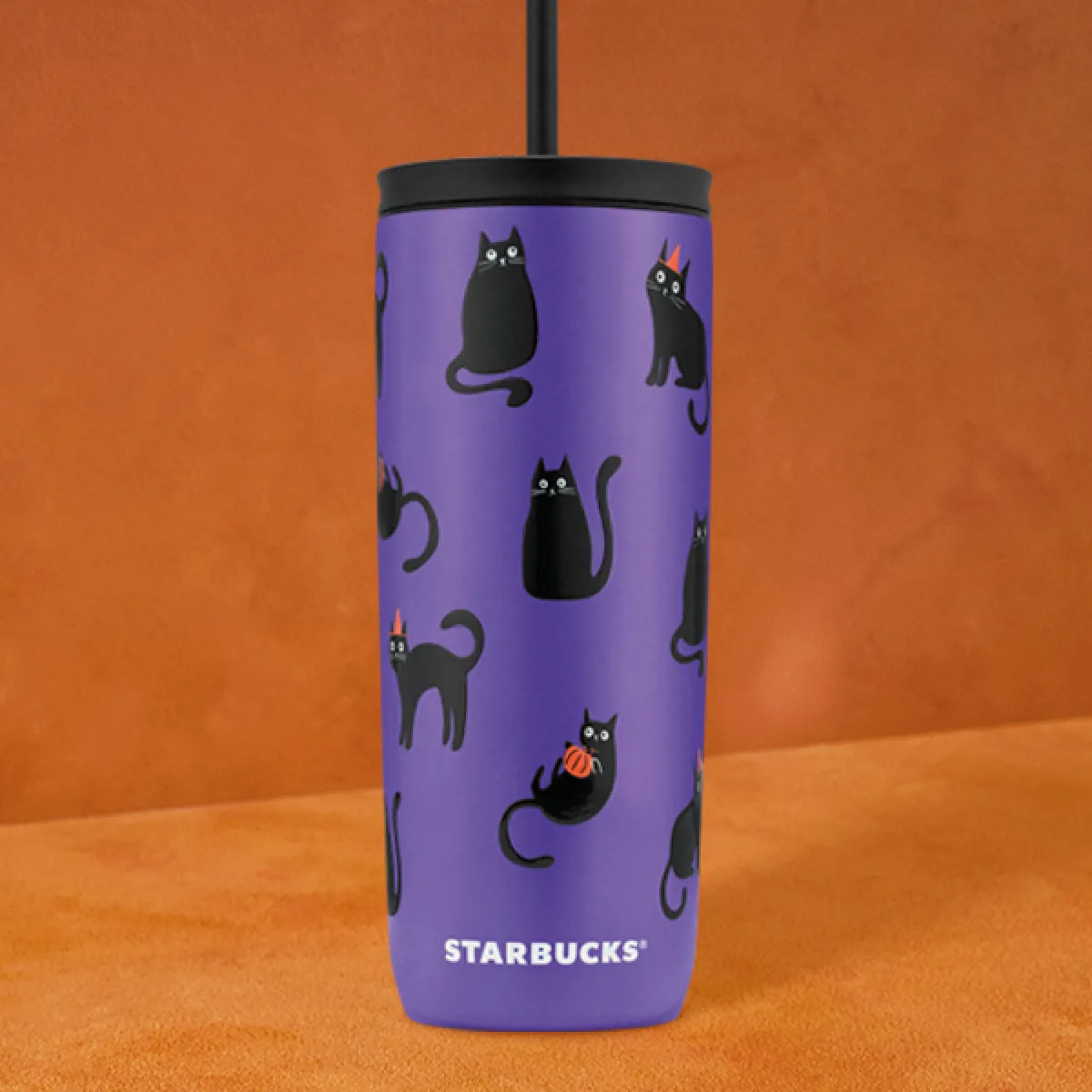 Purple Cat Pine Straw Tumbler 17oz