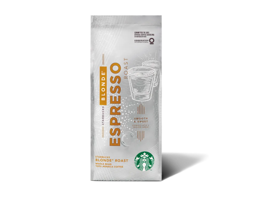 A photo of a bag of Starbucks Whole Bean Coffee in our Blonde Espresso Roast