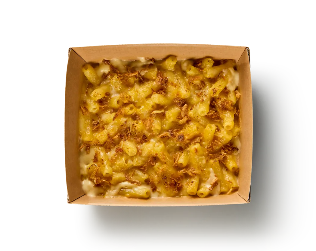 An overhead photo of our new Mac &amp; Cheese box