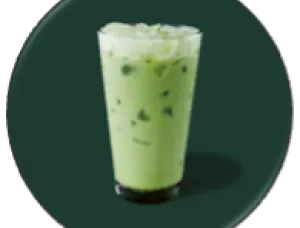 Our iced matcha latte over ice