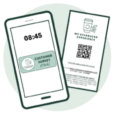 An illustration of a digital and physical paper survey invitation.