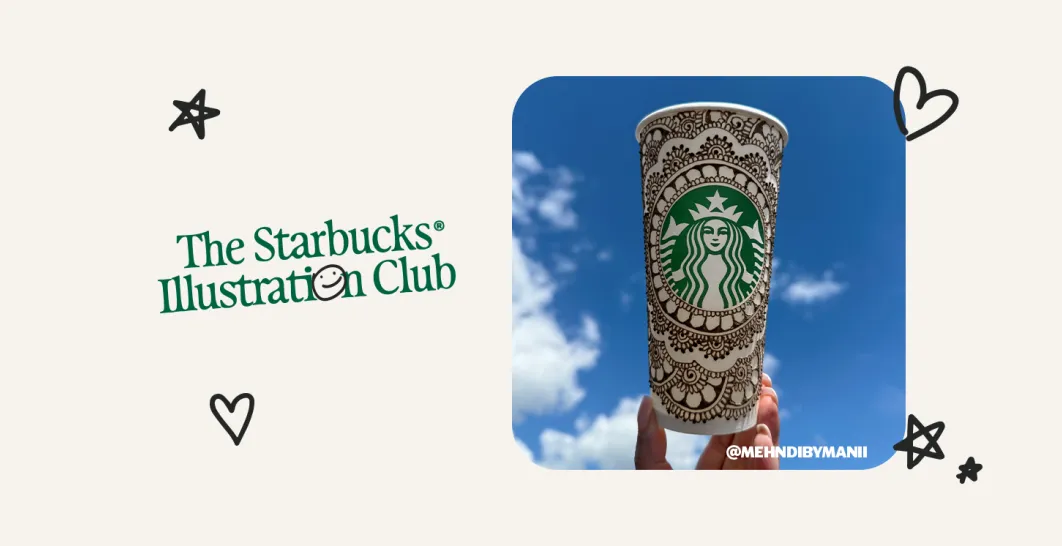 Winning Starbucks cup with original Henna designs