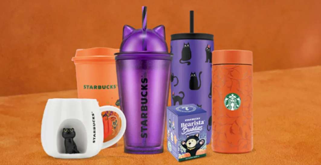 A comp of some of the Autumn merchandise range, featuring lots of cats and pumpkins
